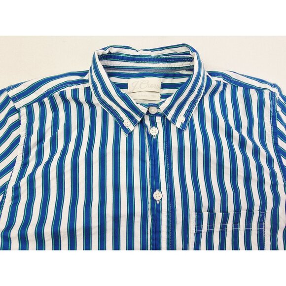 J. Crew Classic Size 6 Womens White Blue Green Stripe Button Down Long Sleeve - Picture 9 of 9